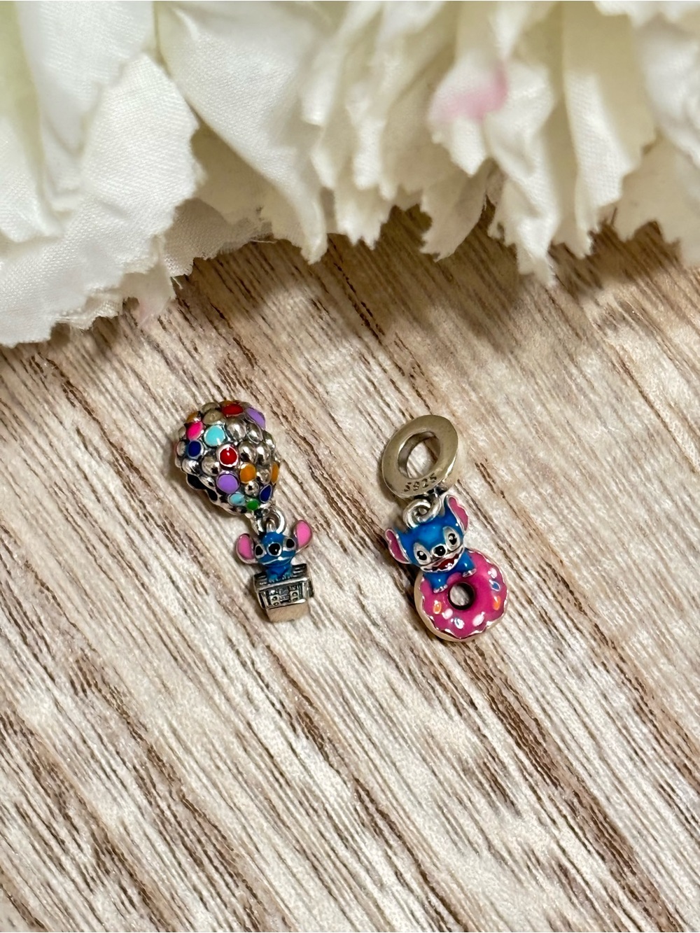 Lot of 2 Sterling Silver Colorful Stitch Bracelet Charms